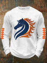 Men's retro rugby design waffle long-sleeved T-shirt