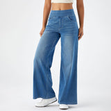 2026🔥Halara FlexTM High Waisted Multiple Pockets Washed Stretchy Knit Casual Bootcut Jeans