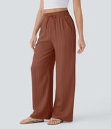 2026🔥 Halara High Waisted Drawstring Pocket Wide Leg Casual Linen-Feel Pants