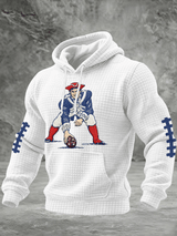 Men's Football Print Checkered Fabric Hooded Sweatshirt