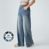 2026🔥 Halara FlexTM High Waisted Multiple Pockets Baggy Wide Leg Washed Stretchy Knit Casual Jeans