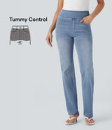Halara FlexTM High Waisted Tummy Control Washed Casual Bootcut Jeans with Pockets
