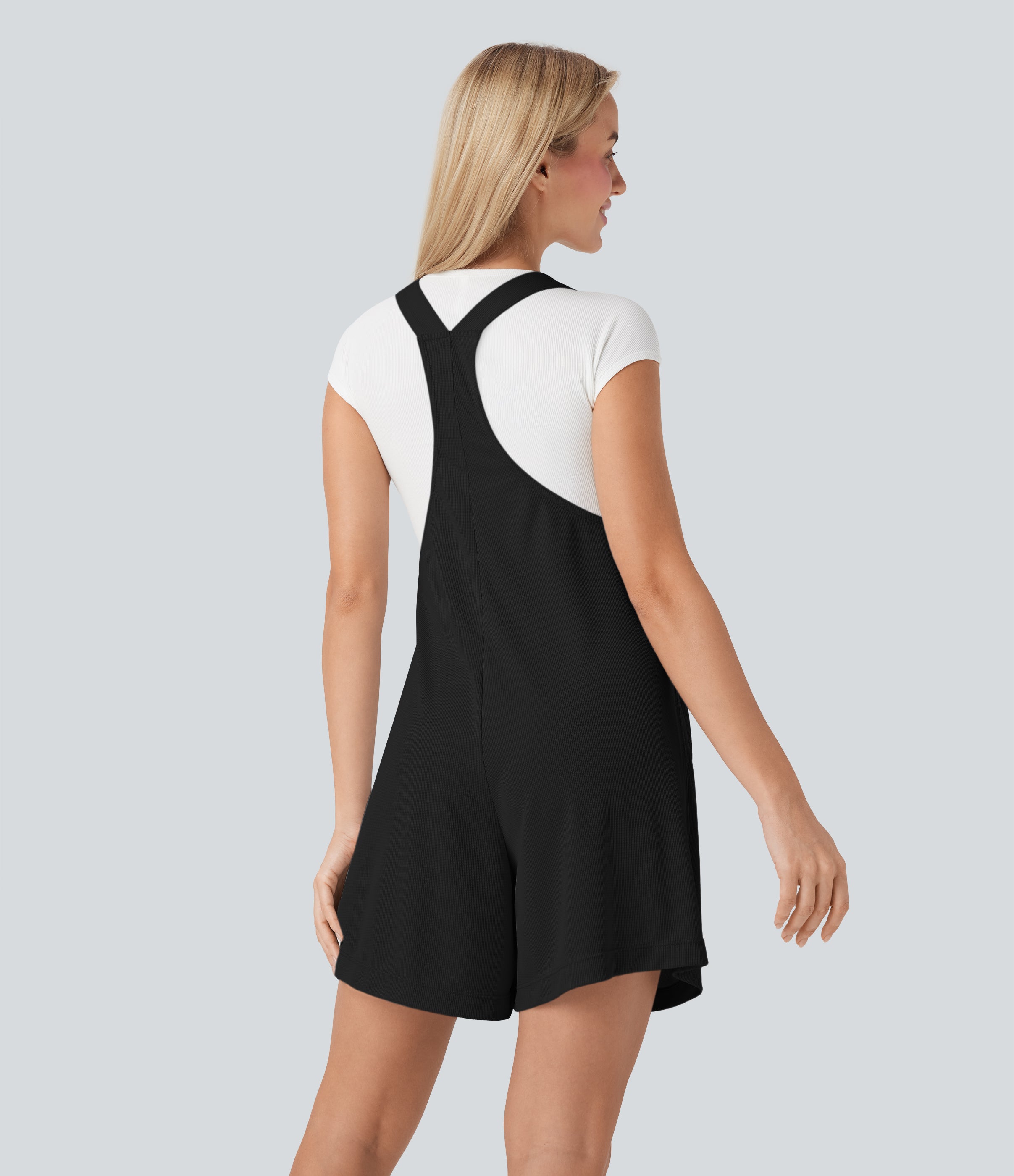 Waffle Casual Shortalls with Pockets