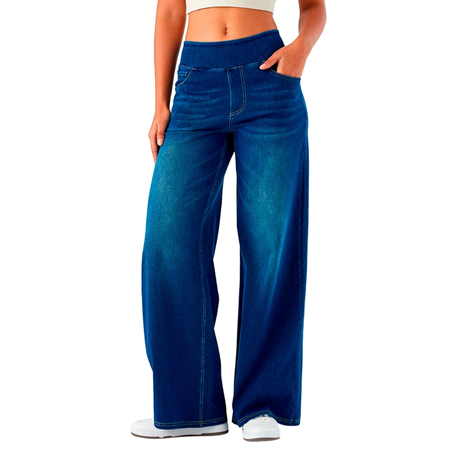 2026🔥 Halara FlexTM High Waisted Multiple Pockets Baggy Wide Leg Washed Stretchy Knit Casual Jeans