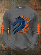 Men's retro rugby design waffle long-sleeved T-shirt