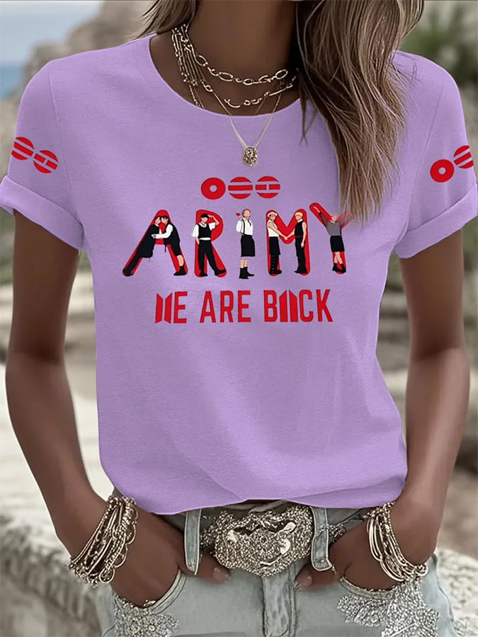 Women's BTS Fan Print Short-Sleeve T-Shirt