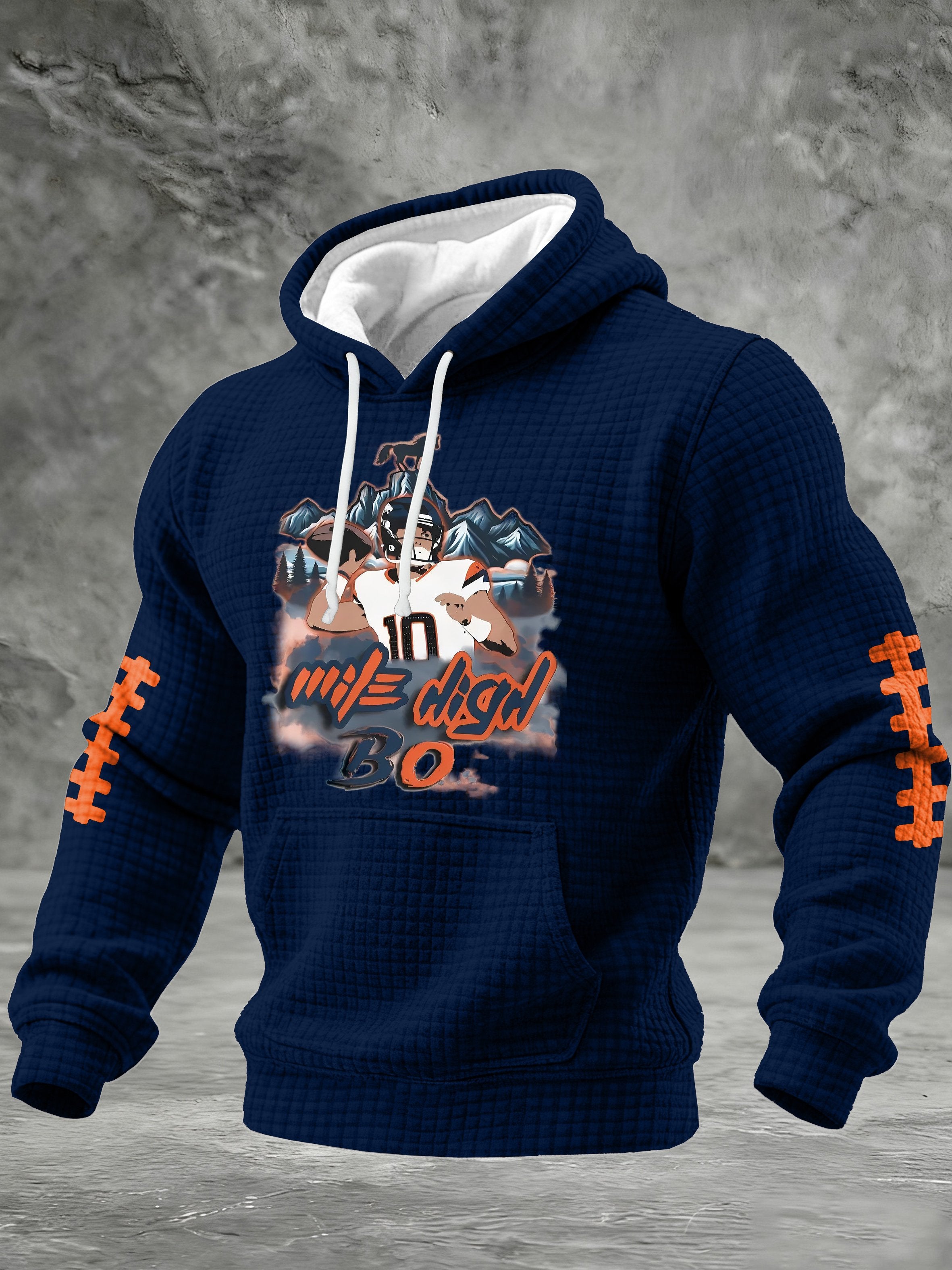 Men'S  Football Printed Hooded Sweatshirt