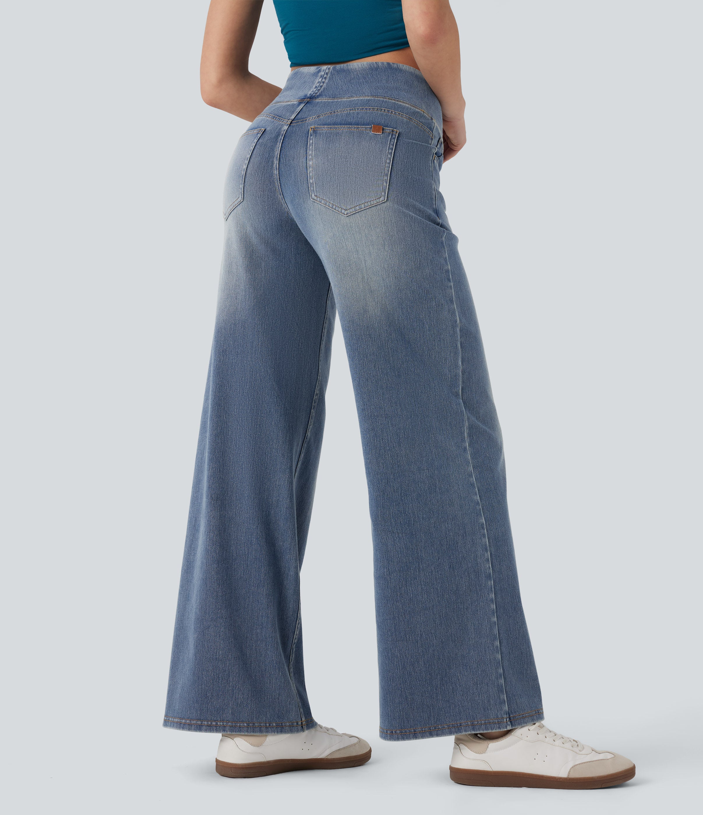 Halara FlexTM SoCinched Mid Rise Tummy Control Casual Baggy Jeans with Pockets