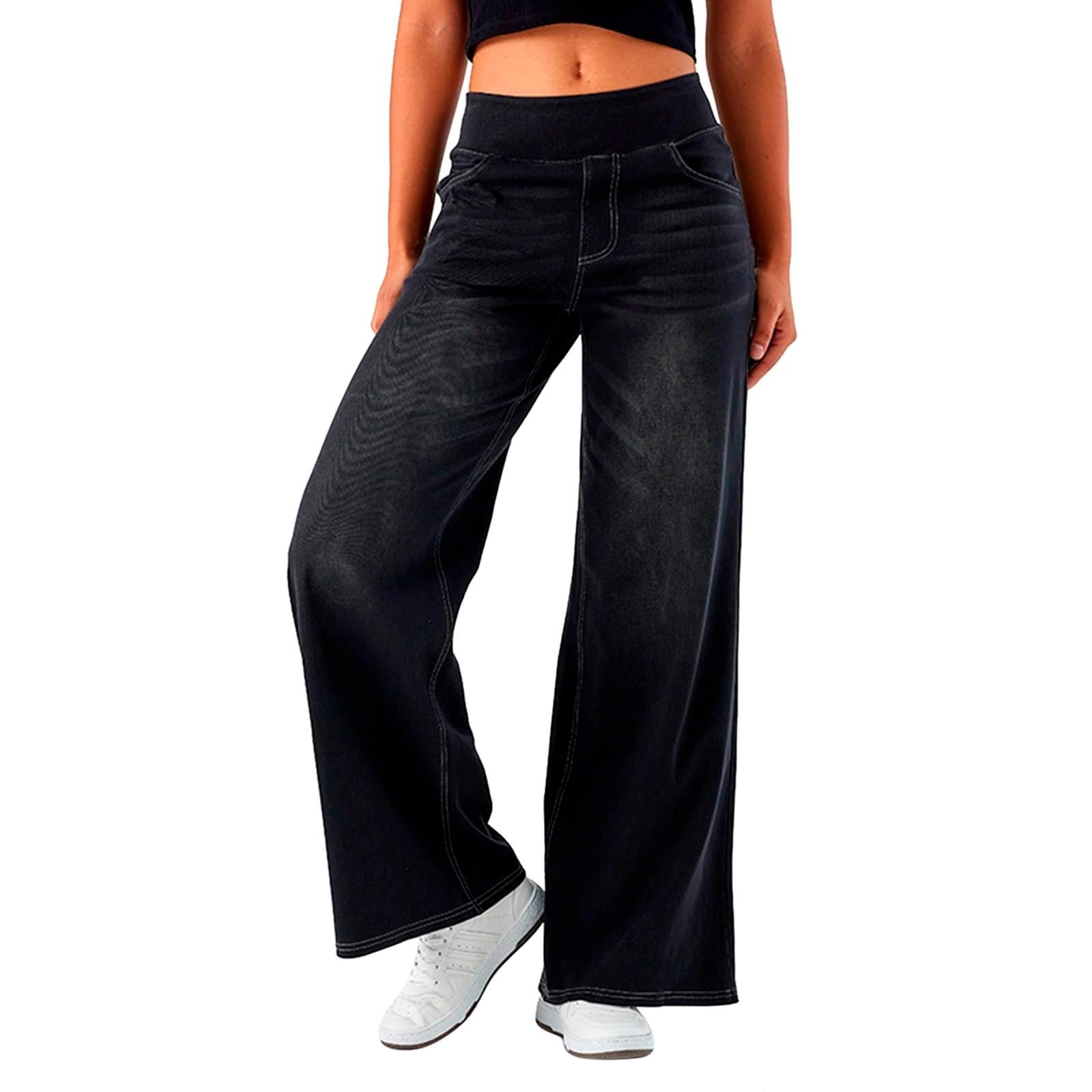 2026🔥 Halara FlexTM High Waisted Multiple Pockets Baggy Wide Leg Washed Stretchy Knit Casual Jeans